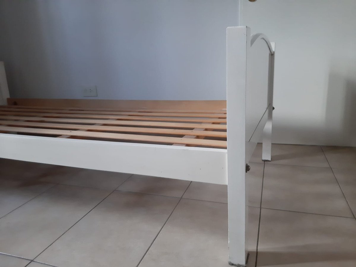 Cama Clásica Blanca 1 Plaza Con Colchón 80x190 Cm Blanco Cama Blanca 1 Plaza Con Colchon - Imagen 7