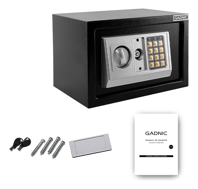 Caja Fuerte Gadnic Electronica 31x20x20 Cm Puerta 2.5 Mm Cuerpo 1.5 Mm Codigo 3 A 8 Digitos Pernos Acero Negro - Imagen 7