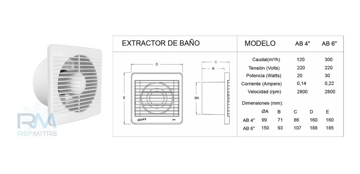Extractor De Aire Para Baño Galaxia 4 Ab4 Silencioso - Imagen 2