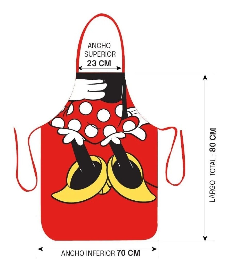 Delantal Cocina Disney Mickey Minnie Original Piñata Pechera - Imagen 8