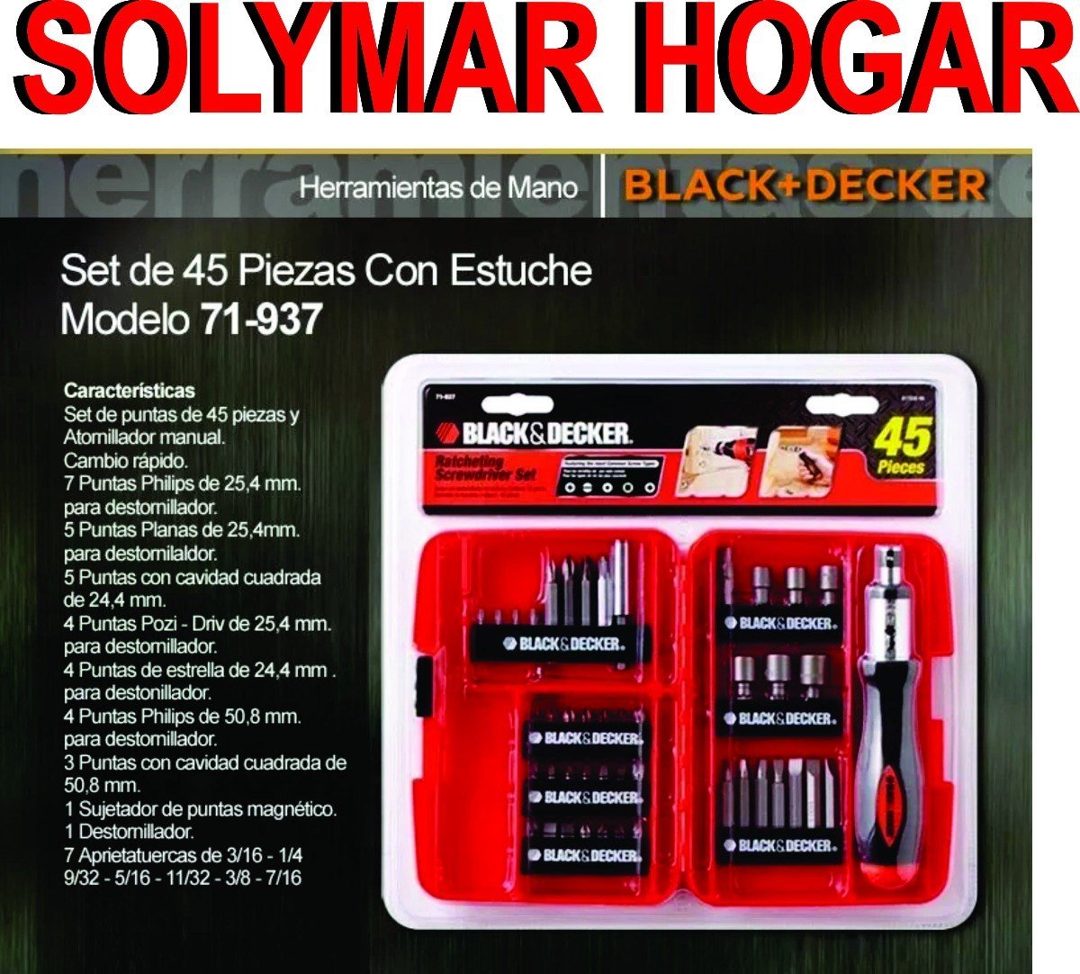 Set De 45 Piezas Con Estuche Black And Decker 71-937 La!!!!! - Imagen 2