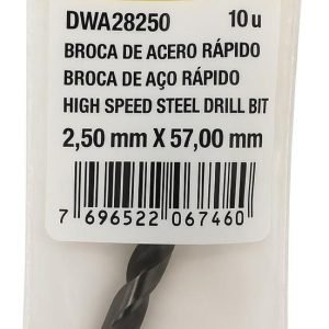 Mecha Acero Rapido Dewalt 2.50mm Dwa28250 10uni Metal/madera