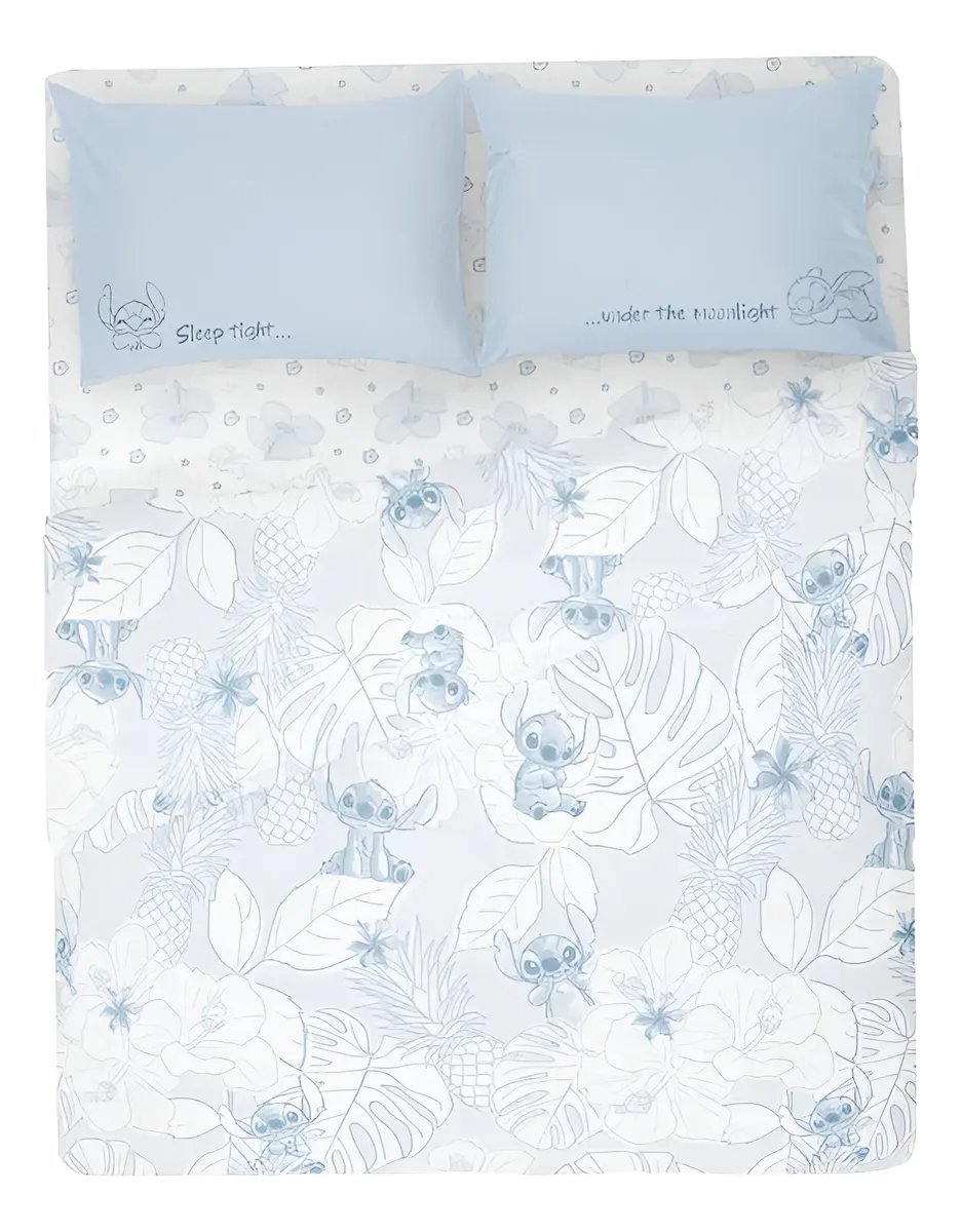 Juego Sabanas 2 Plazas Piñata Stitch Colchon 140x190x30cm Celeste Stitch - Imagen 3