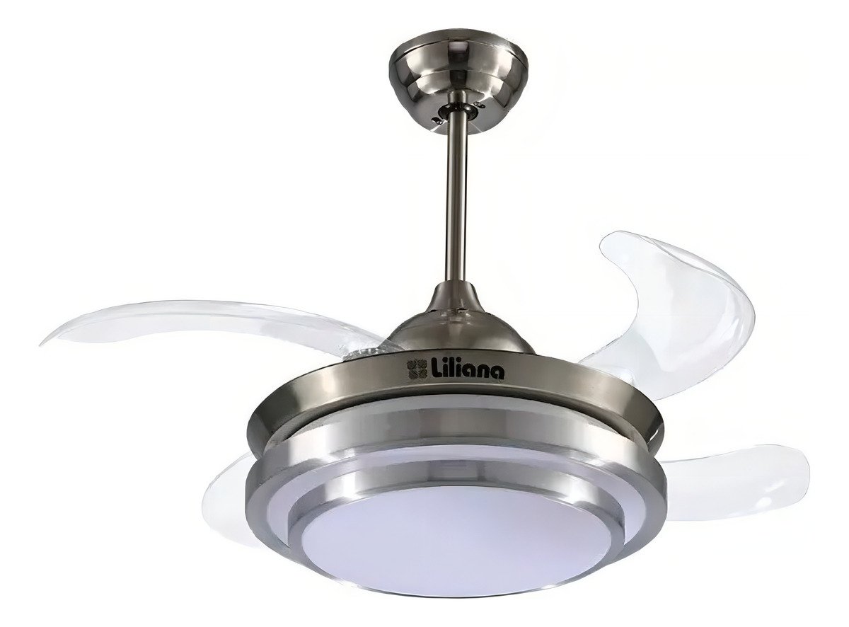 Ventilador Techo Liliana Vtha604 4 Palas 6 Velocidades Led Color De La Estructura Plateado Color De Las Aspas Blanco Diámetro 106 Cm