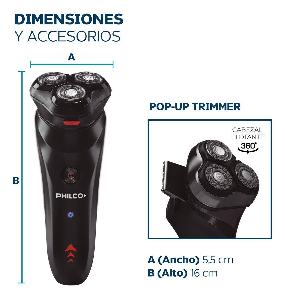 Afeitadora Philco Lithium Plus Ae5205pp Inalámbrica Wet & Dry 360° - Imagen 6