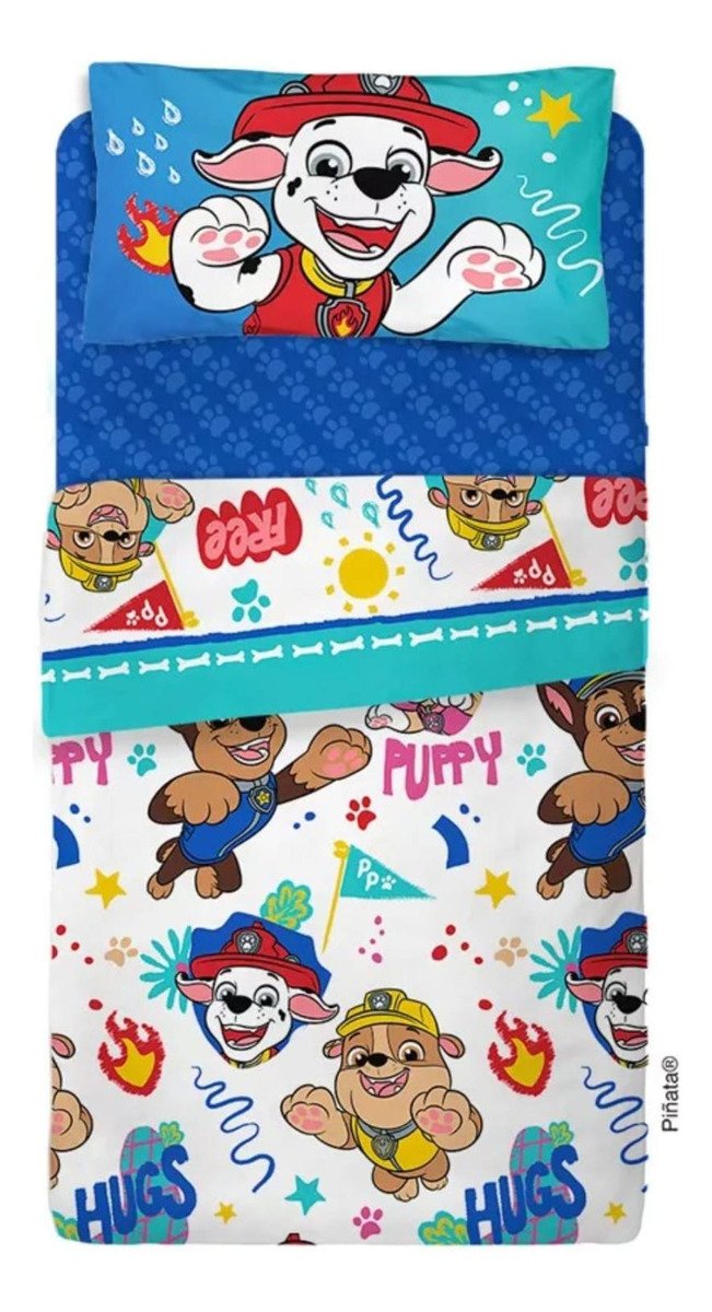 Juego Sabanas Piñata 112 Plaza Paw Patrol Nuevo Modelo Azul Paw Patrol Nuevo Modelo