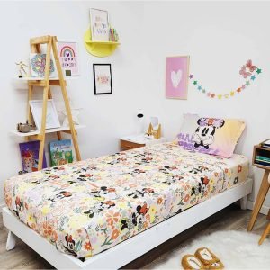 Juego De Sábanas 1 1/2 Plaza Minnie Piñata-disney- Rosa Claro Minnie Mouse Multicolor Estampado