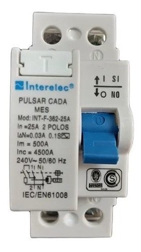 Disyuntor Interruptor Bipolar 25amp Termomagnético Interelec - Imagen 3