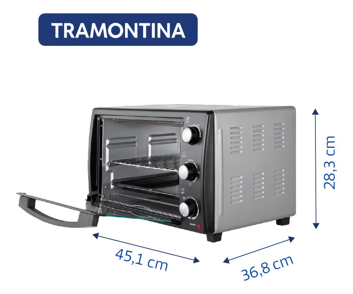 Horno Eléctrico Tramontina 25 Litros Glass Cook Negro Hegi - Imagen 3