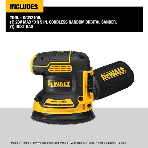 Lijadora Orbital De 5 Sin Escobillas Dewalt Dcw210b Negro - Imagen 4