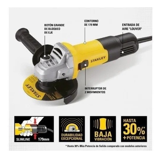 Amoladora Angular Stanley Sg7115 4 1/2 115mm 750w Amarillo 50hz - Imagen 5