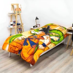 Acolchado Drangon Ball 1 1/2 Plaza Color Naranja Diseño De La Tela Dragon Ball