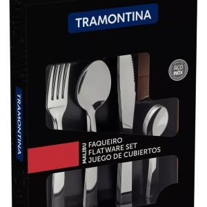 Set 24 Cubiertos Cuchillo Asado Malibu Tramontina Samihome Plateado