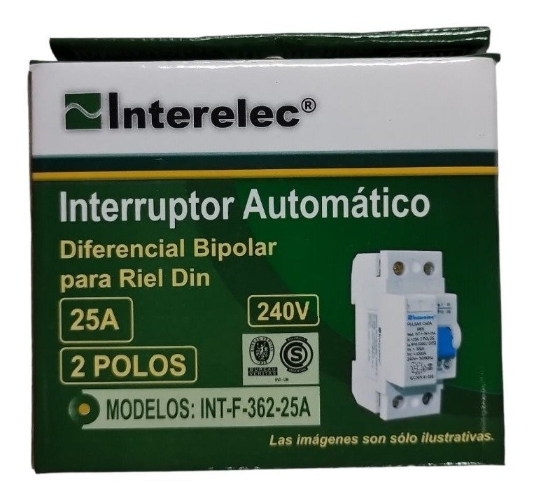 Disyuntor Interruptor Bipolar 25amp Termomagnético Interelec - Imagen 2