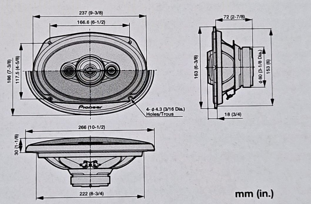 Parlantes Pioneer Ts-a6968s 6x9 450w Color Negro 4 Vias Negro - Imagen 7