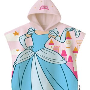 Toallón Infantil Con Capucha Piñata Princesas Disney Rápido Secado Rosa Claro