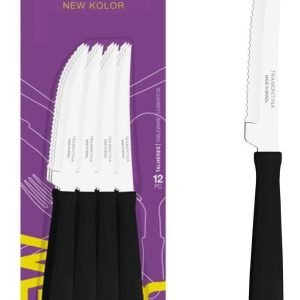 Set X12 Cuchillos Carne Tramontina New Kolor Black Color Negro