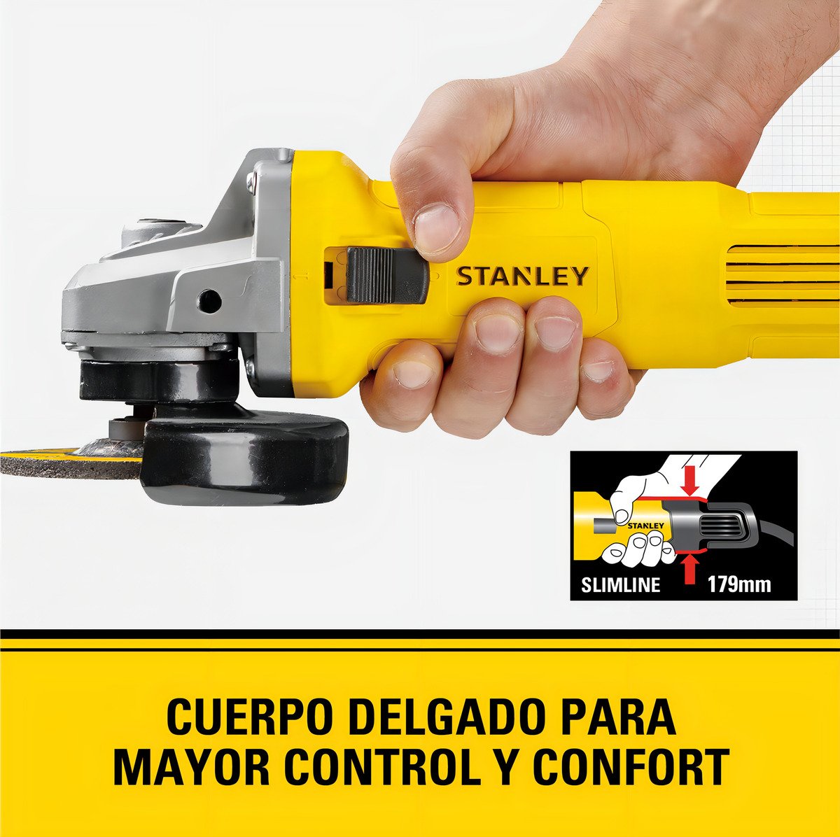 Amoladora Angular Stanley Slimline Sg6115 De 50 / 60 hz Color Amarillo 620 w 220 v + Accesorios - Imagen 10