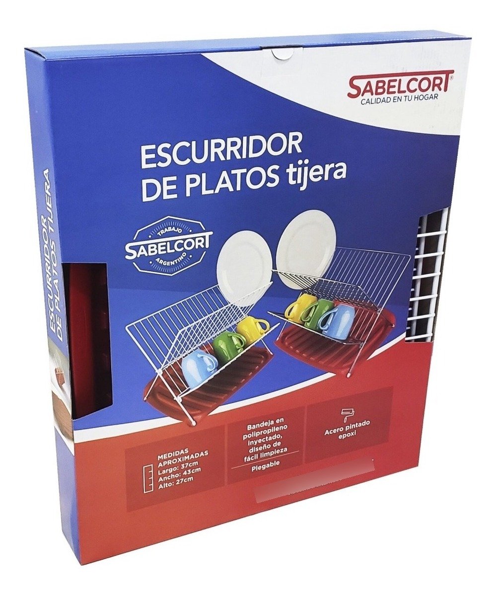Escurre Platos Tijera Gris Plata Sabelcort En Caja Gris Plata