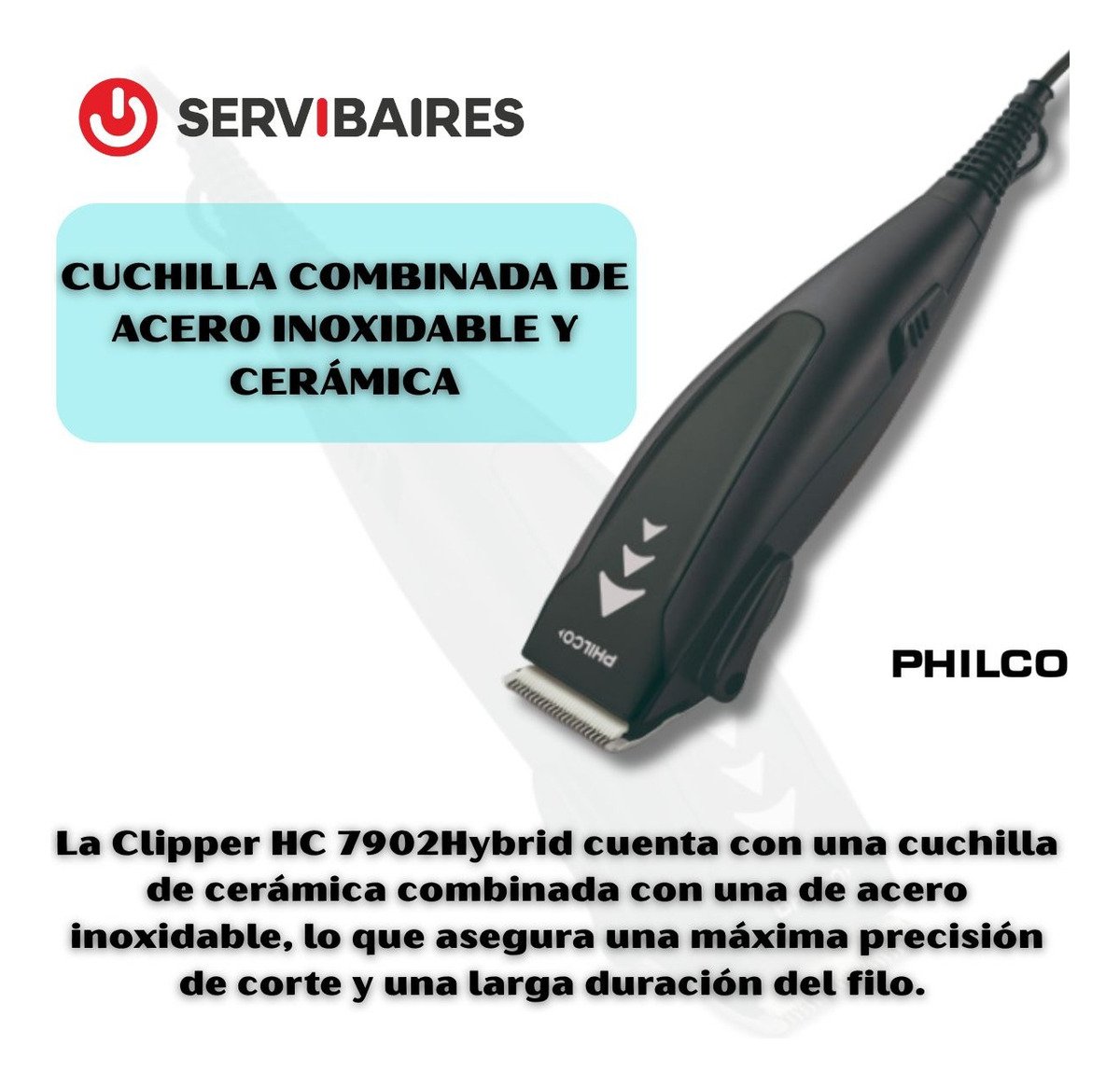 Cortadora De Pelo Philco Hc7902pp Ergonomica - Imagen 2