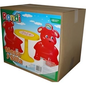 Juego De Mesa Para Niños Rondi 2 Sillas Osito Plastico Z/nor Rojo
