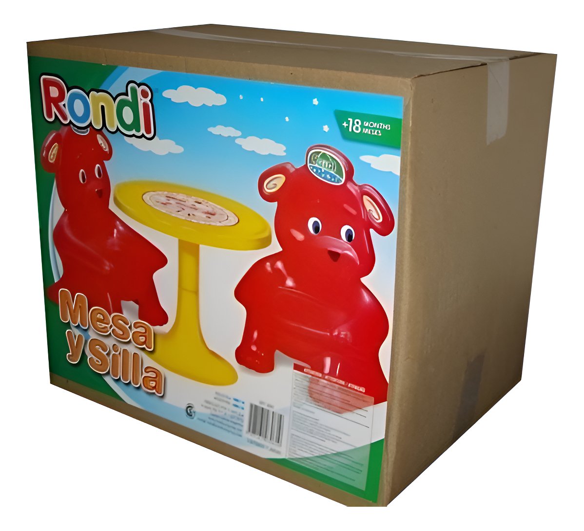 Juego De Mesa Para Niños Rondi 2 Sillas Osito Plastico Z/nor Rojo