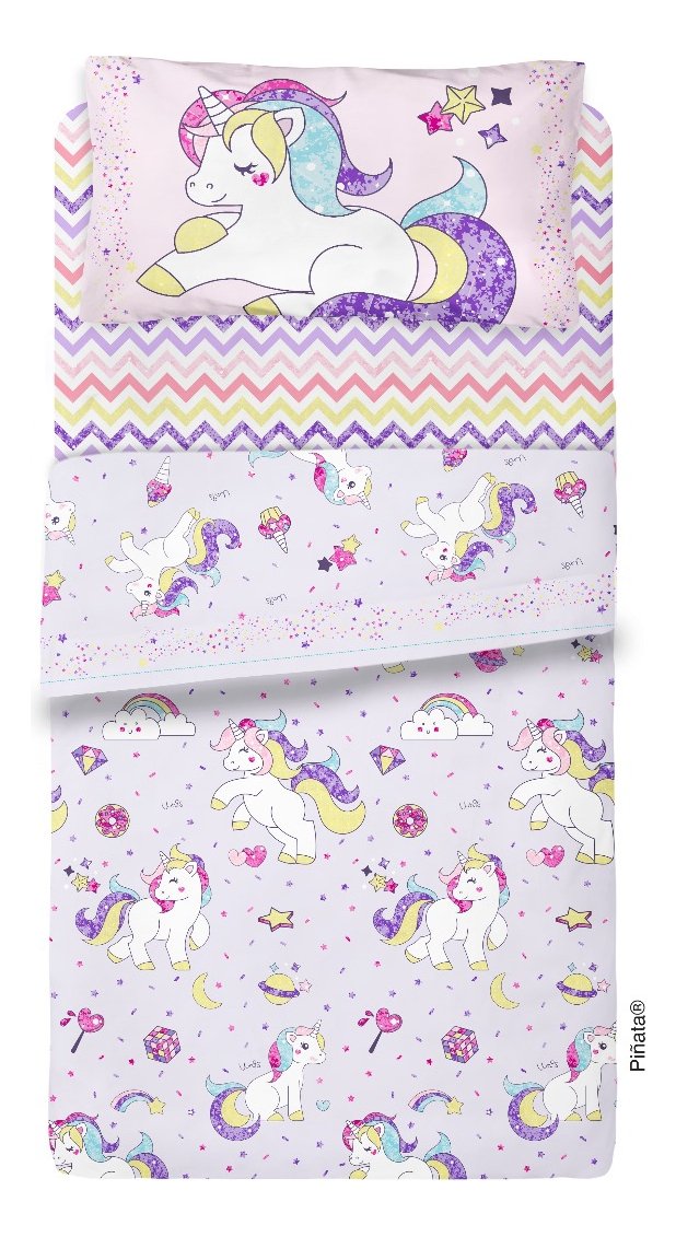 Juego De Sábanas 1 1/2 Plaza Unis Rainbow Color Rosa - Imagen 7