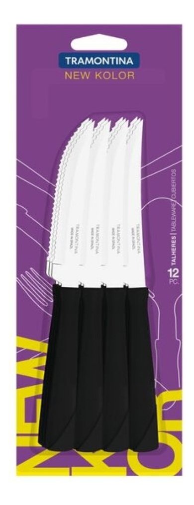 Set X12 Cuchillos Carne Tramontina New Kolor Black Color Negro - Imagen 5