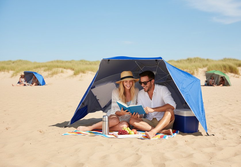 Sombrilla Con Rompeviento Reforzada Carpa Playa Proline Azul - Imagen 8