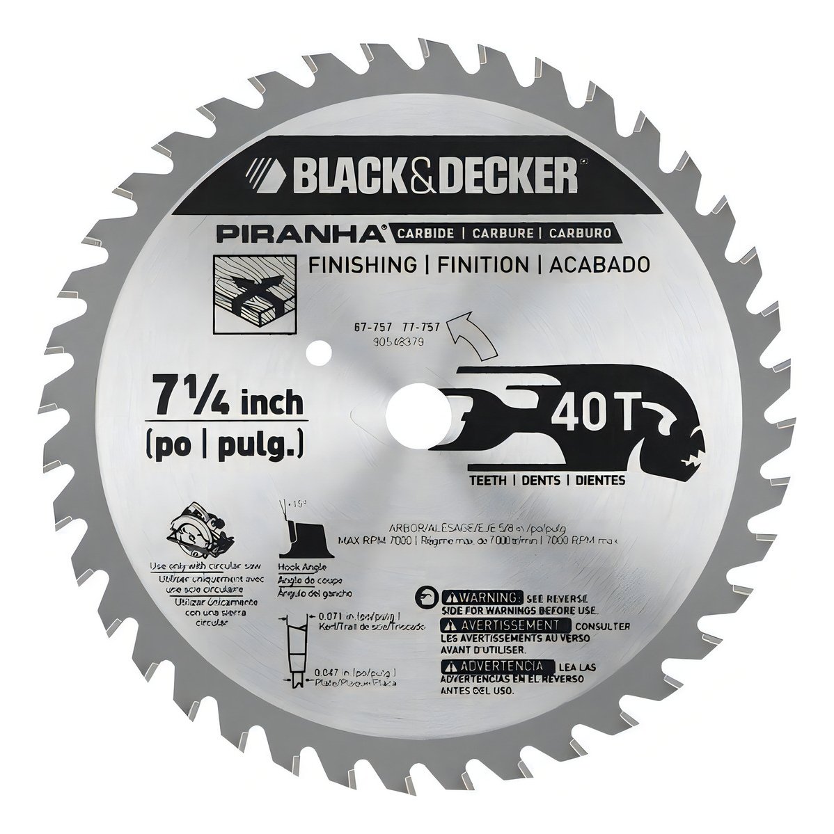 Disco Sierra 7 1/4 -40 Dtes Black And Decker 77-757-ps Gris Oscuro