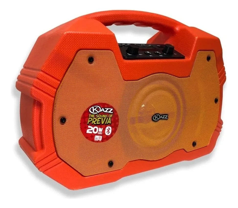 Parlante Portátil Kazz Chroma 20w Bluetooth Naranja Con Radio Y Micrófono - Imagen 2