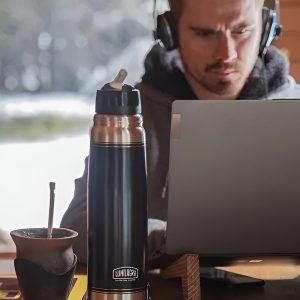 Termo Lumilagro Luminox Negro De Acero Inoxidable 1 Lt Negro