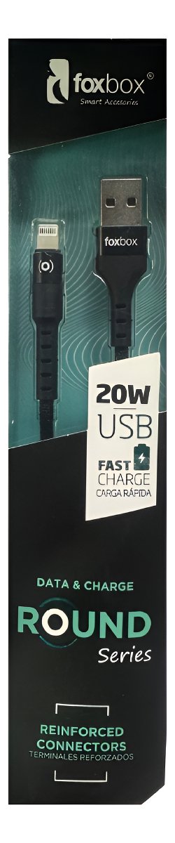 Cable Foxbox Round 2m Compatible Para iPhone Negro Negro