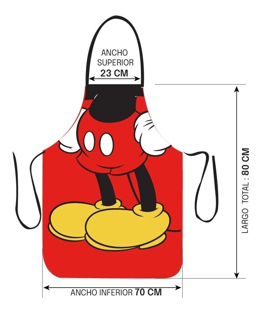 Delantal Cocina Disney Mickey Minnie Original Piñata Pechera - Imagen 2