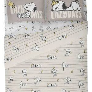 Juego Sabanas 2 Plaza Piñata Snoopy Colchon 140x190x30cm Beige Snoopy