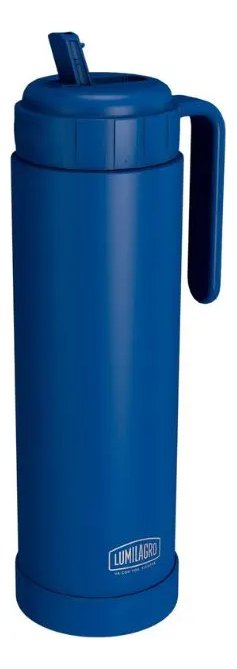 Termo Lumilagro 1 Lts Pampa Acero Inoxidable Con Pico Matero Azul - Imagen 3