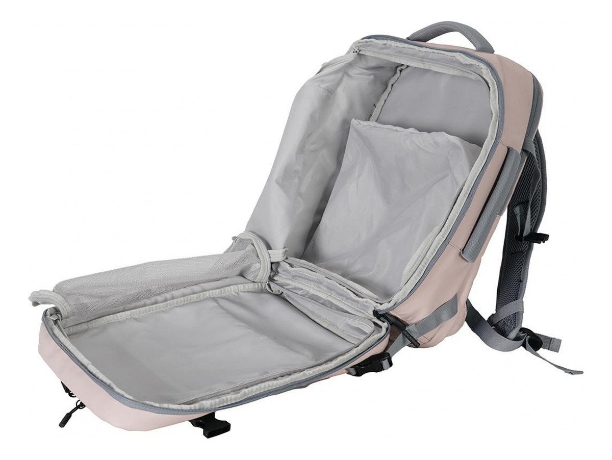 Mochila Elf Para Viaje Rosa Con Compartimento Para Notebook Y Correa Para Equipaje Liso - Imagen 4