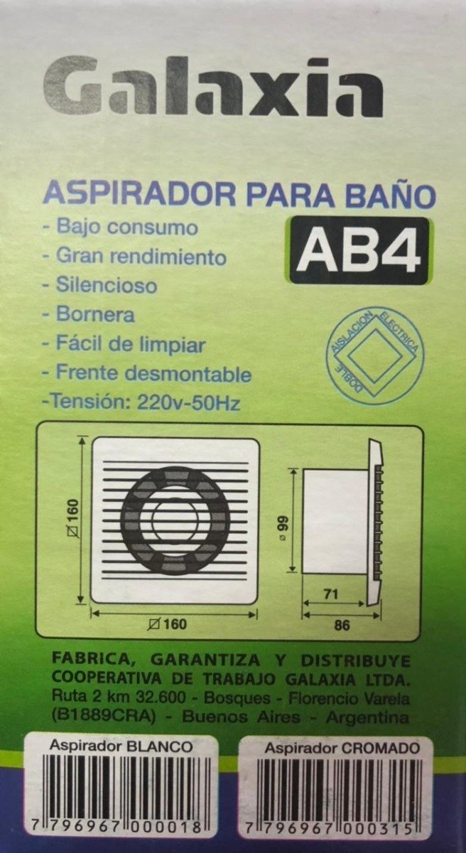 Extractor De Aire Para Baño Galaxia 4 Ab4 Silencioso - Imagen 5