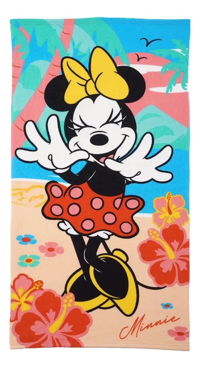 Toallones Piñata Grandes Playero Infantil Con Bolso Disney Rojo Minnie