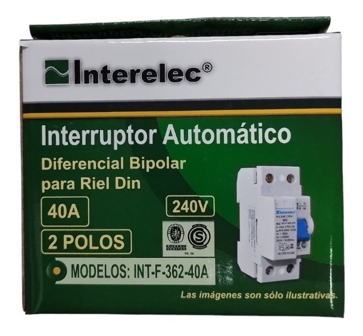 Disyuntor Interruptor Bipolar 40amp Termomagnético Interelec - Imagen 2