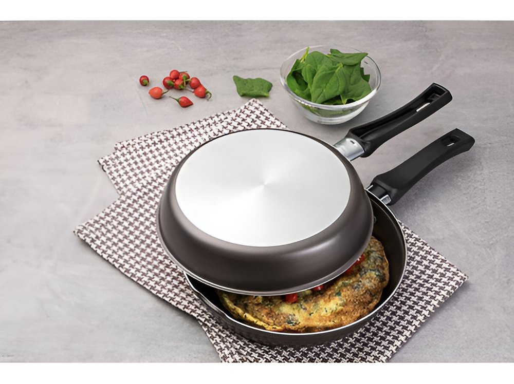 Sarten Doble 24 Cm Teflon Tramontina Omeletera Gris Oscuro Color Grafito - Imagen 2