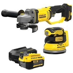 Combo Amoladora+lijadora Inálambrica Stanley Scgs420 20v Kit Amarillo 50hz