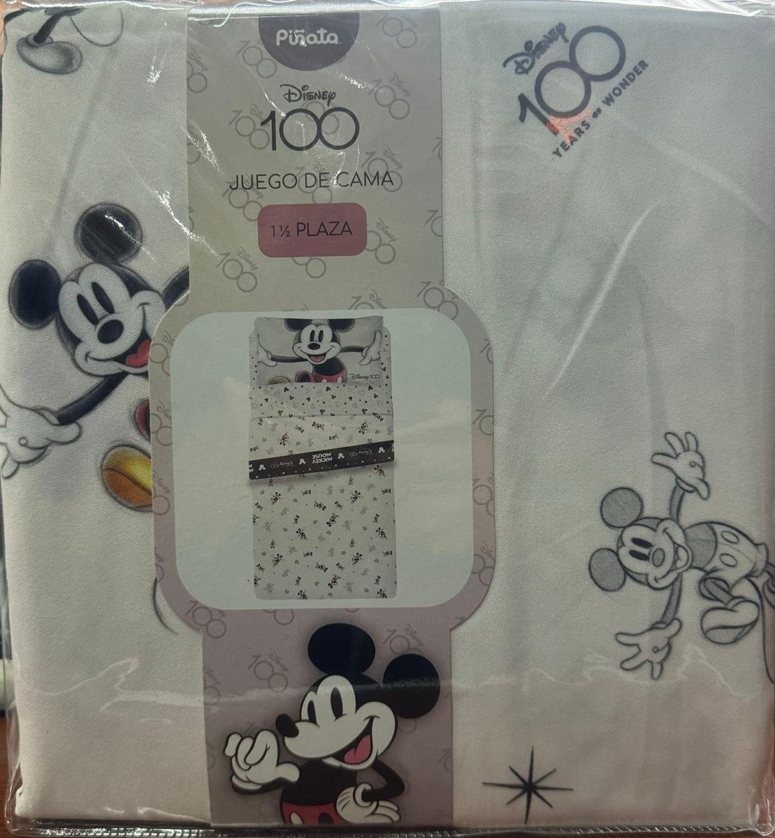 Juego De Sábanas Piñata Mickey 1 1/2 180h Colchón 1mts Blanca Blanco - Imagen 3