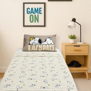 Juego Sábanas Piñata Snoopy Twin 11/2pl Colchón 100x190x30cm Beige Snoopy