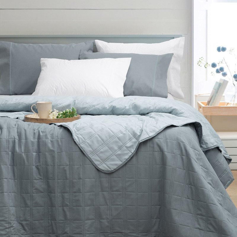 Cubrecama Twin Size Verano Bitono Micromatelaseado 170x240 Color Look | Cielo Lisa