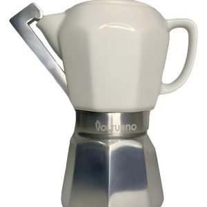 Cafetera Italiana Volturno Gala 9 Pocillos Moka Porcelana Blanco