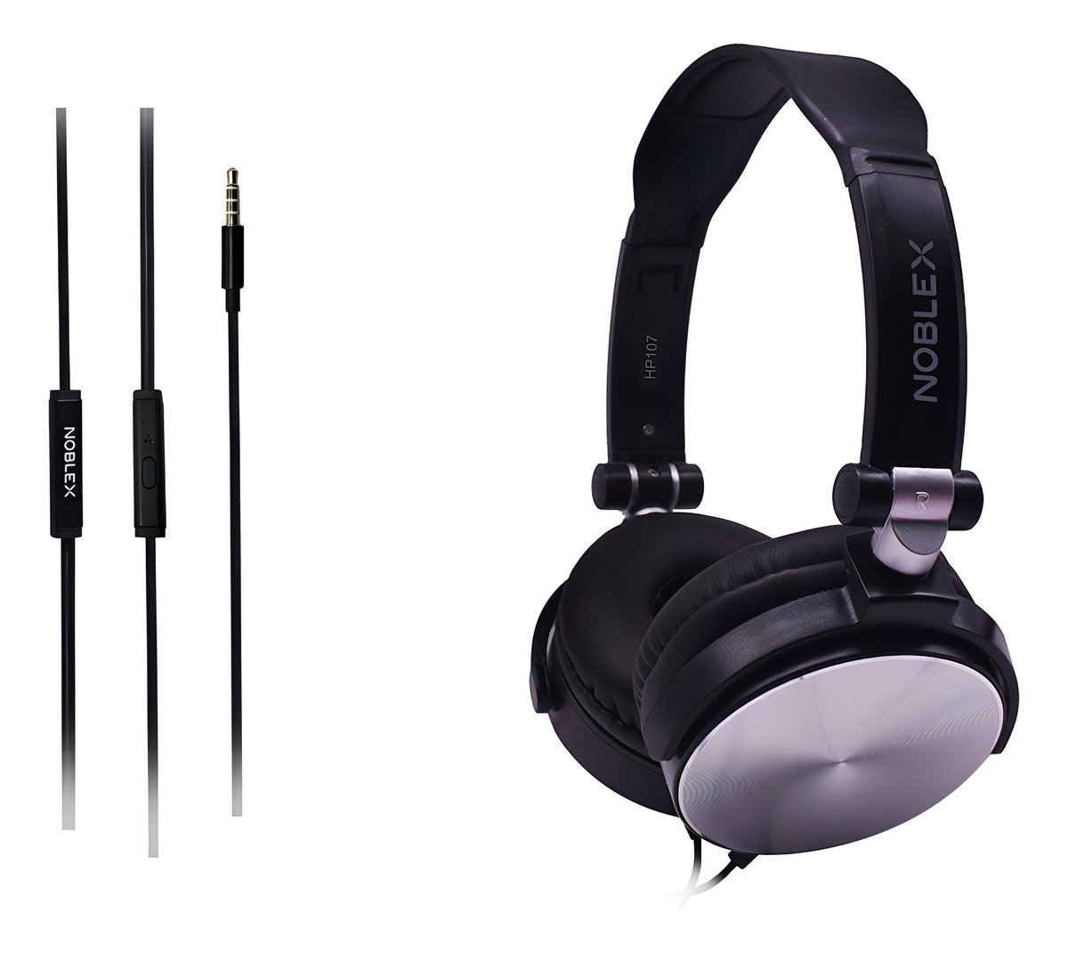 Auriculares Vincha Con Micrófono Noblex Hp107 Negro Y Gris - Imagen 2
