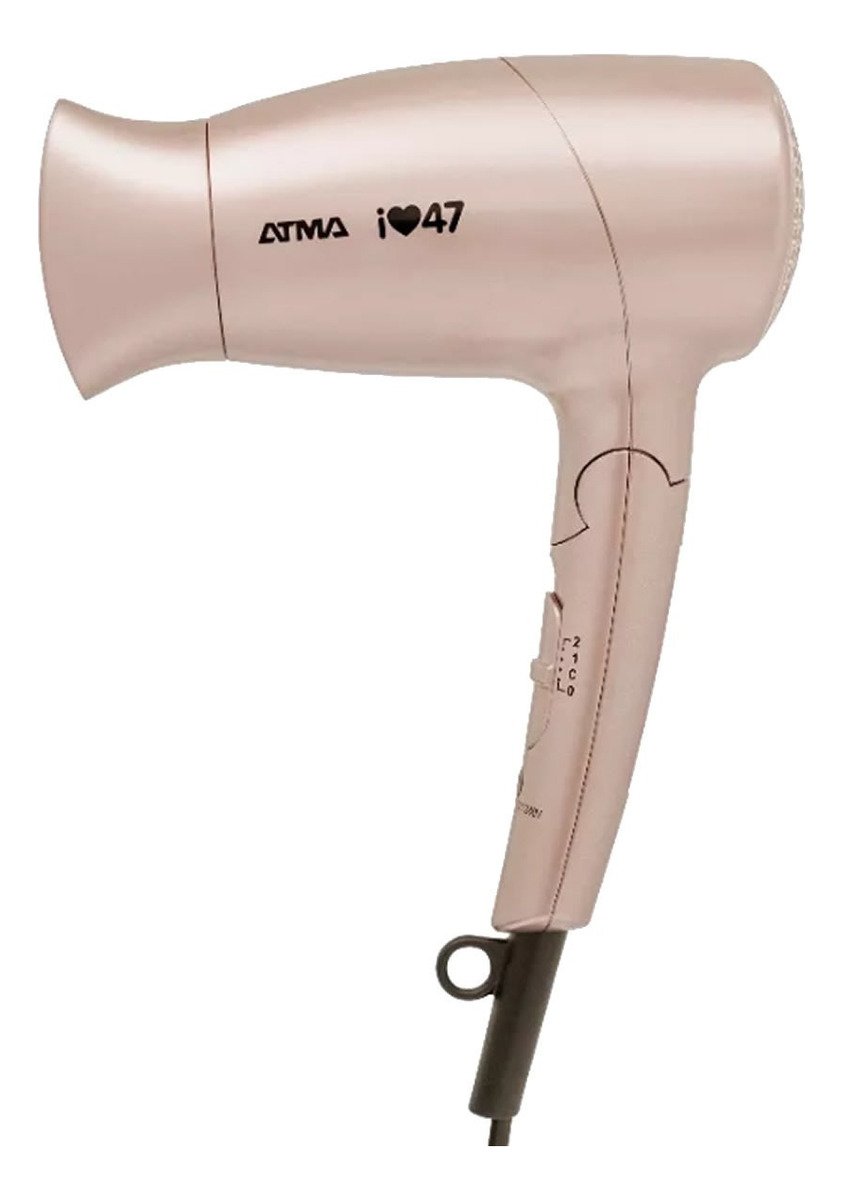 Secador De Pelo Atma 47 St 1400 Watts Mango Plegable 3 Veloc Color Rosa Claro