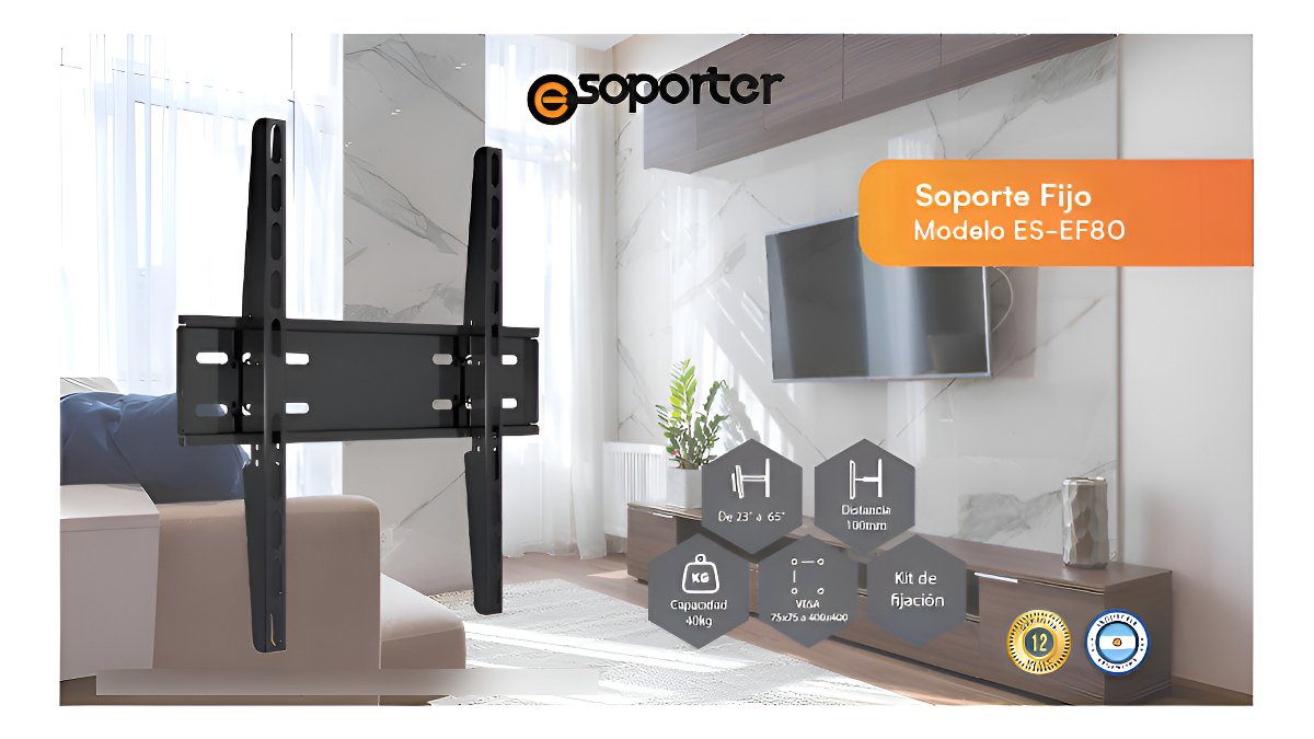 Soporte Fijo C/mensulas Esoporter Es-ef80 De 23 A 65 Negro