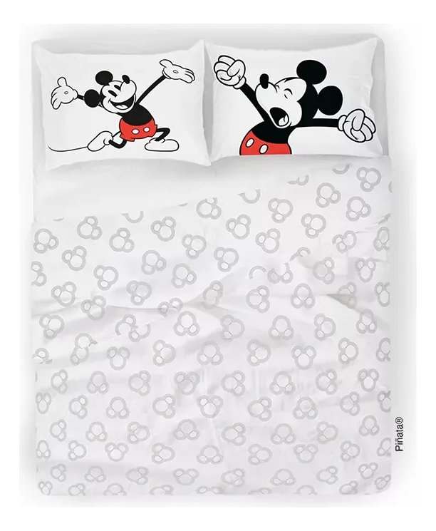 Juego De Sabanas Disney Mickey Classic Blanca Queen Piñata Blanco Mickey Mouse